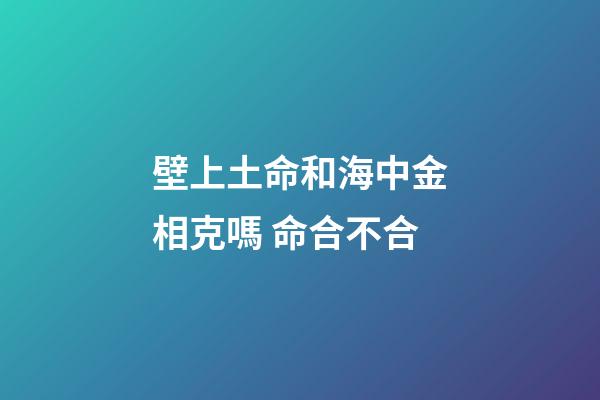 壁上土命和海中金相克嗎 命合不合
